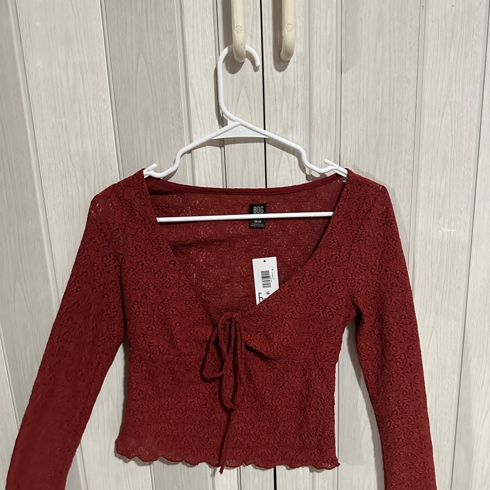 BDG Women's Red Lace Top